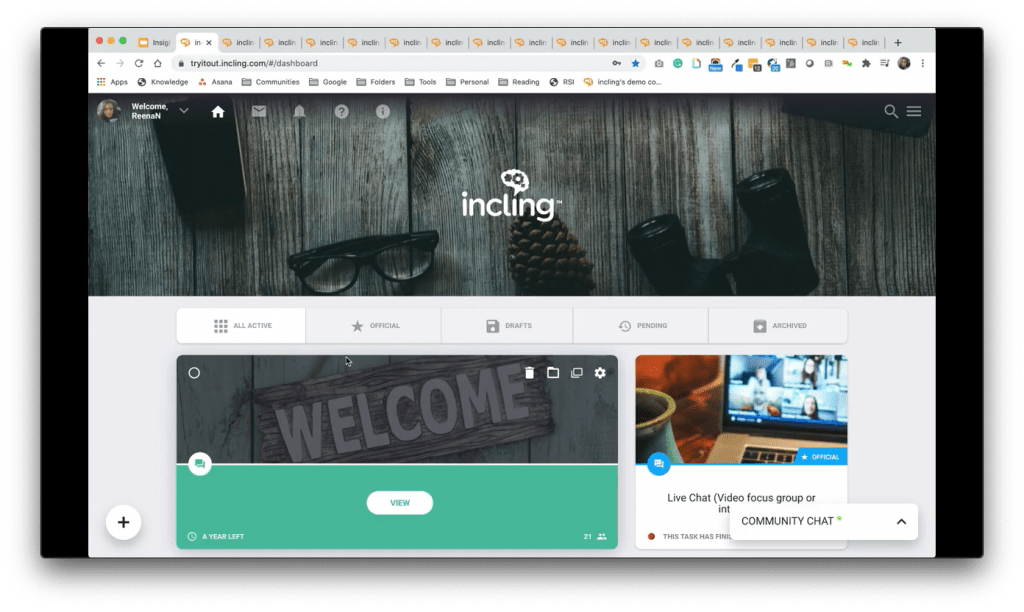 incling Demo Screenshot - Community Interface - Insight Platforms